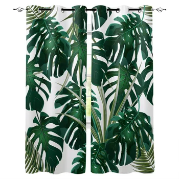 

Tropical Leaves Monstera Curtains for Windows Drapes Blinds Modern Custom Printing Curtain For Living Room Bedroom Home Decor