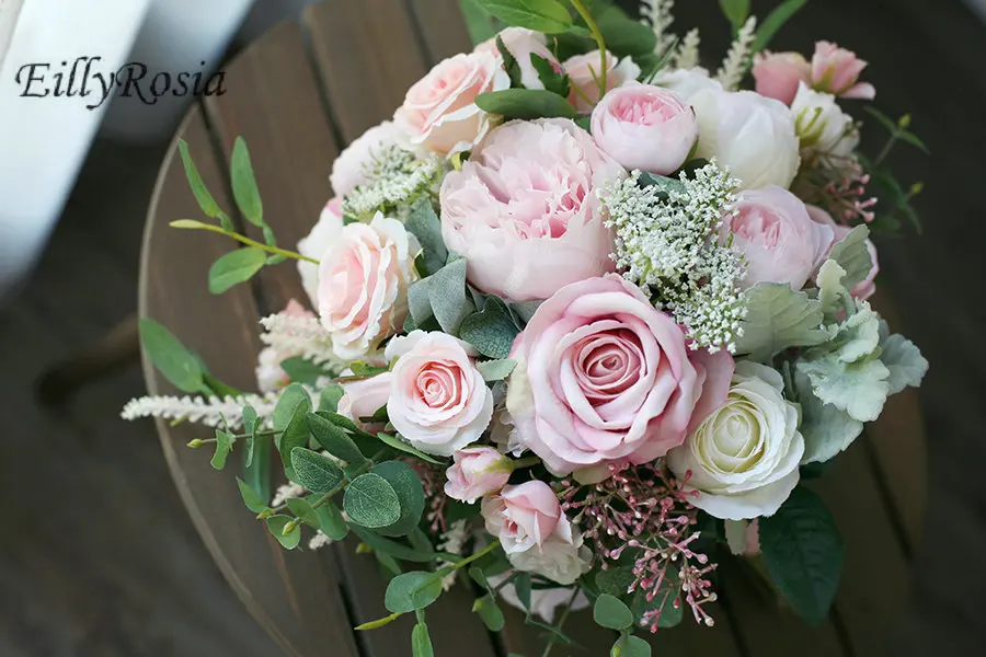 Европейский Винтажный свадебный букет, белые румяна, розовые розы, бохо, кантри, свадебный букет, ramos de novia, искусственные цветы, букет