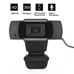 Hd 1080p webcam mini computador pc webcamera com microfone câmeras rotatable para transmissão ao vivo vídeo chamando conferência trabalho