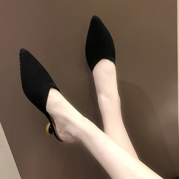 

Ladies Out Slippers Pointed Toe Solid Color Non-slip Wearable Mature Sexy Simple Temperament Comfortable Casual Slippers U24-09