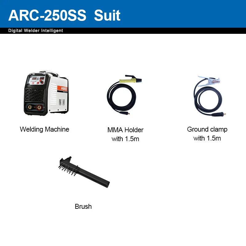 ANDELI ARC-250T 250A IGBT инвертор DC дуговой сварочный аппарат MMA сварочный аппарат для сварки работы и электрической работы с аксессуарами - Цвет: suit