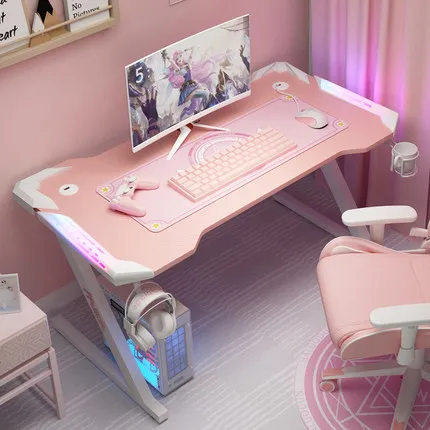 Fashion pink streamer table computer desk  family anchor cute girl game table combination strong high-end table 