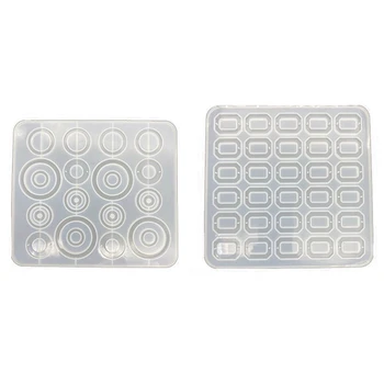 

2 Pcs Rectangle Round DIY Crystal Epoxy Bracelet Necklace Pendant Mold Resin Pendant Making Silicone Mold 3 & 1