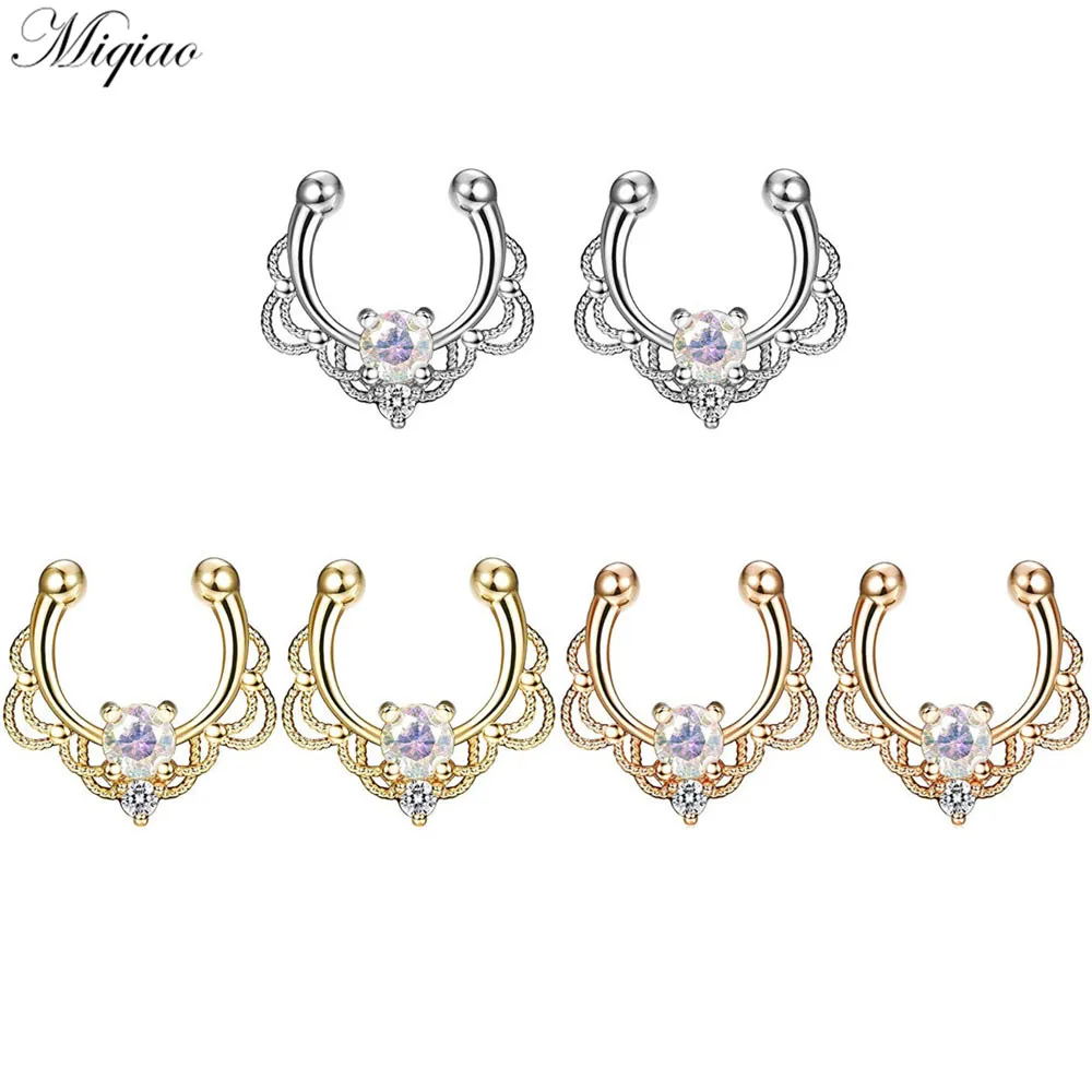 

Miqiao 2pcs Fashionable High Quality Stainless Steel Zircon Nose Ring Exquisite Piercing Jewelry