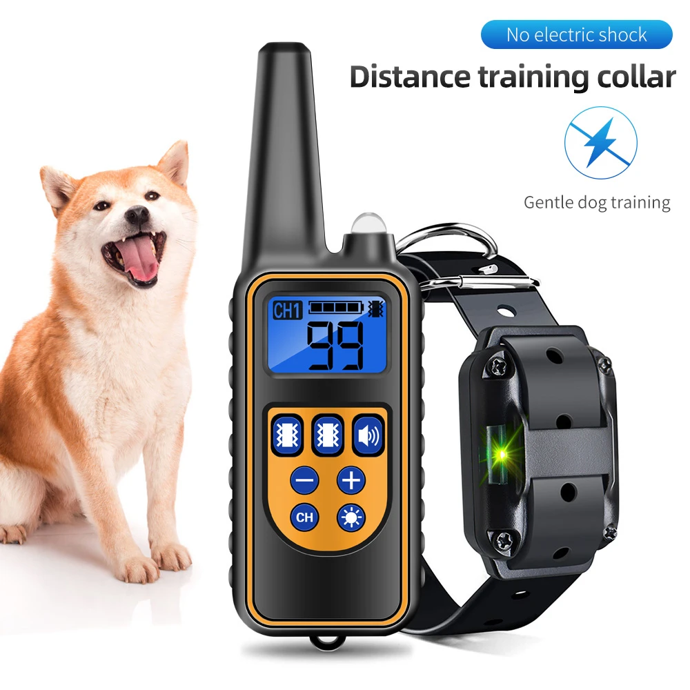 Collar entrenamiento Para Perros Sin eléctricas, mando a distancia, impermeable, recargable, pantalla LCD, modo de pitido y vibración para perros de todos los tamaños, 800M|Collares de adiestramiento| - AliExpress