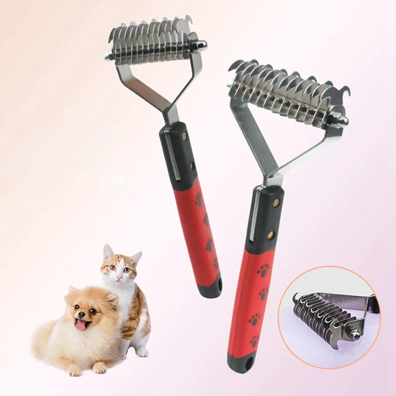 Pet Cats Dogs Fur Combs Knot Cutter Remove Rake Grooming Shedding