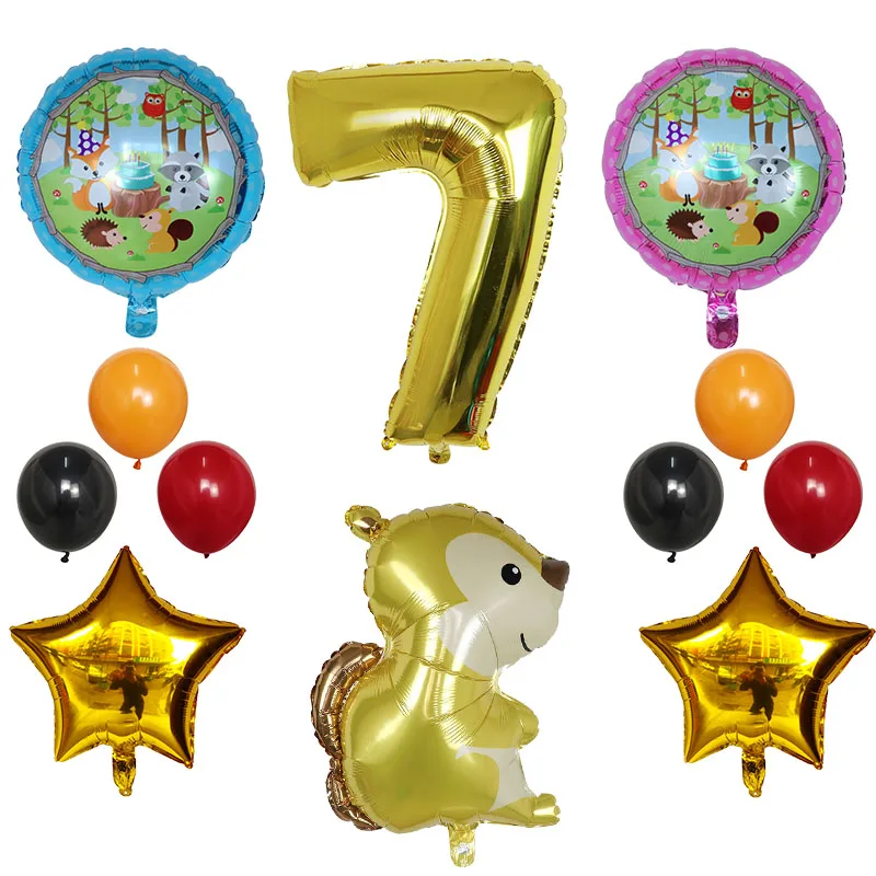 12 шт. воздушные шары в виде джунглей Ежика лисы белки Мультяшные животные 30 дюймов фольгированные шары с цифрами декор для дня рождения Детские игрушки для душа