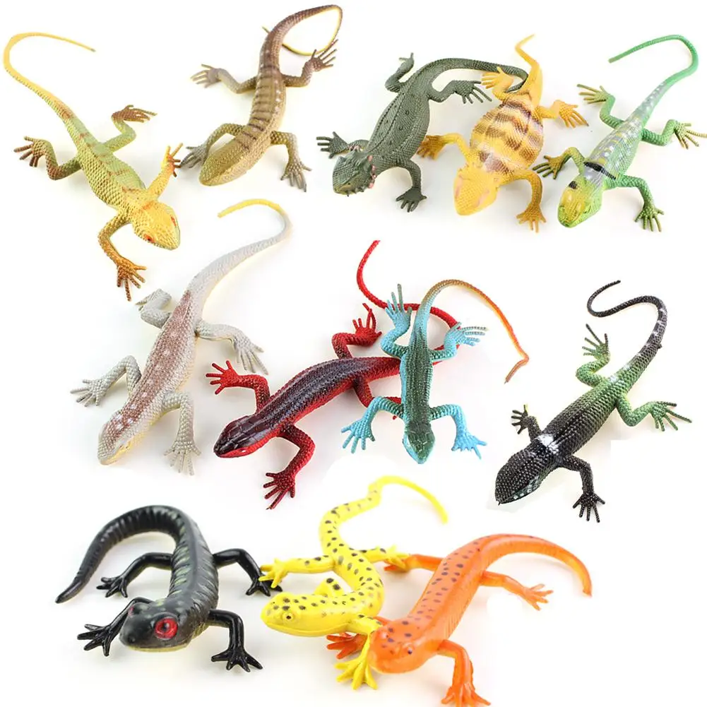 12Pcs Mini Simulation Lizard Gecko Animal Model Magic Trick Kids Education Cognition Toy Tabletop Ornaments Gift
