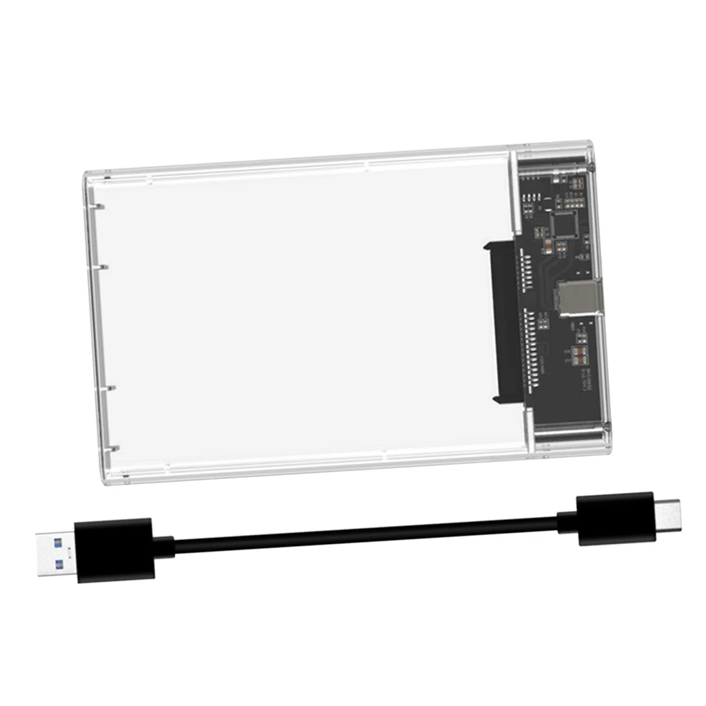 2.5inch USB 3.1 External Hard Drive Enclosure, USB3.1 to SATA Portable Clear Hard Disk Case for 2.5inch 7mm 9.5mm SATA HDD SSD