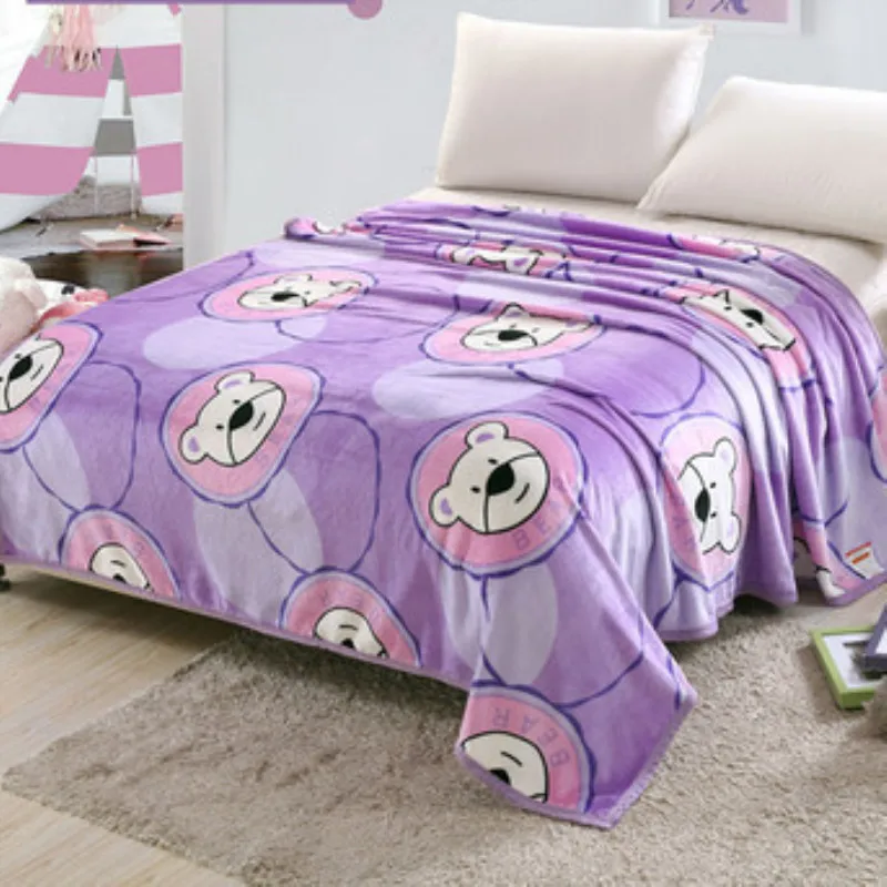 120x200 см, фланелевое одеяло, зимнее, Коралловое, Фланелевое, бархатное, уплотненное, простыня, для спальни, офиса, матраца, одно одеяло, T988c - Цвет: purple bear