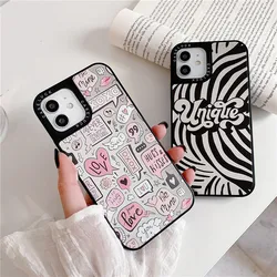 13 Pro Case Cute Girls XOXO Love Label Stickers Glass Cover for iPhone 12 Pro Max XR XS 7 8  Plus XS MAX 11 SE 2020 6 6s Cases