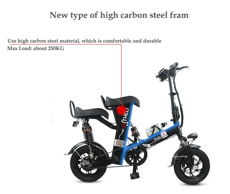 Electric Bikes Adults 2 Wheeled Electric Bicycles 12 Inch Max Range 100KM 48V 400W Mini Portable Foldable Electric Scooter (26)
