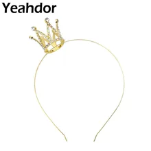 Золото дети девушки покрытием мини тиара со стразами Корона обруч для волос цветок девушка головной убор ободок для дня рождения свадьбы Рождество