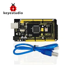 Keyestudio Placa de desarrollo Arduino MEGA R3 + Cable USB, Compatible con placas Arduino MEGA