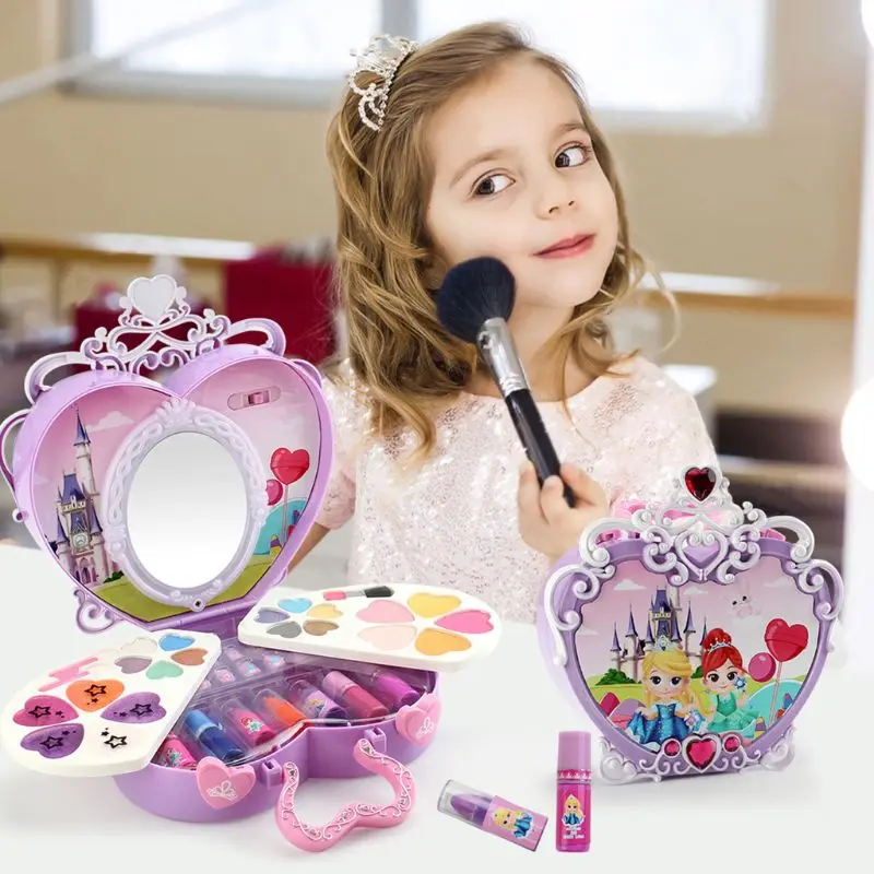 

Shiny Princess Suitcase Cosmetic Case Lighting with Mirror Glamour Little Girl