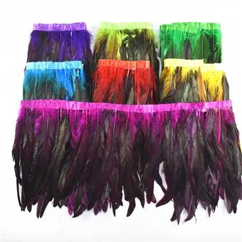 

1 Meter/Lot Rooster Tail Trims Coque Feather Trimming/Ribbon 25-30CM Feathers For Crafts Dress Skirt Carnival jewelry decoration