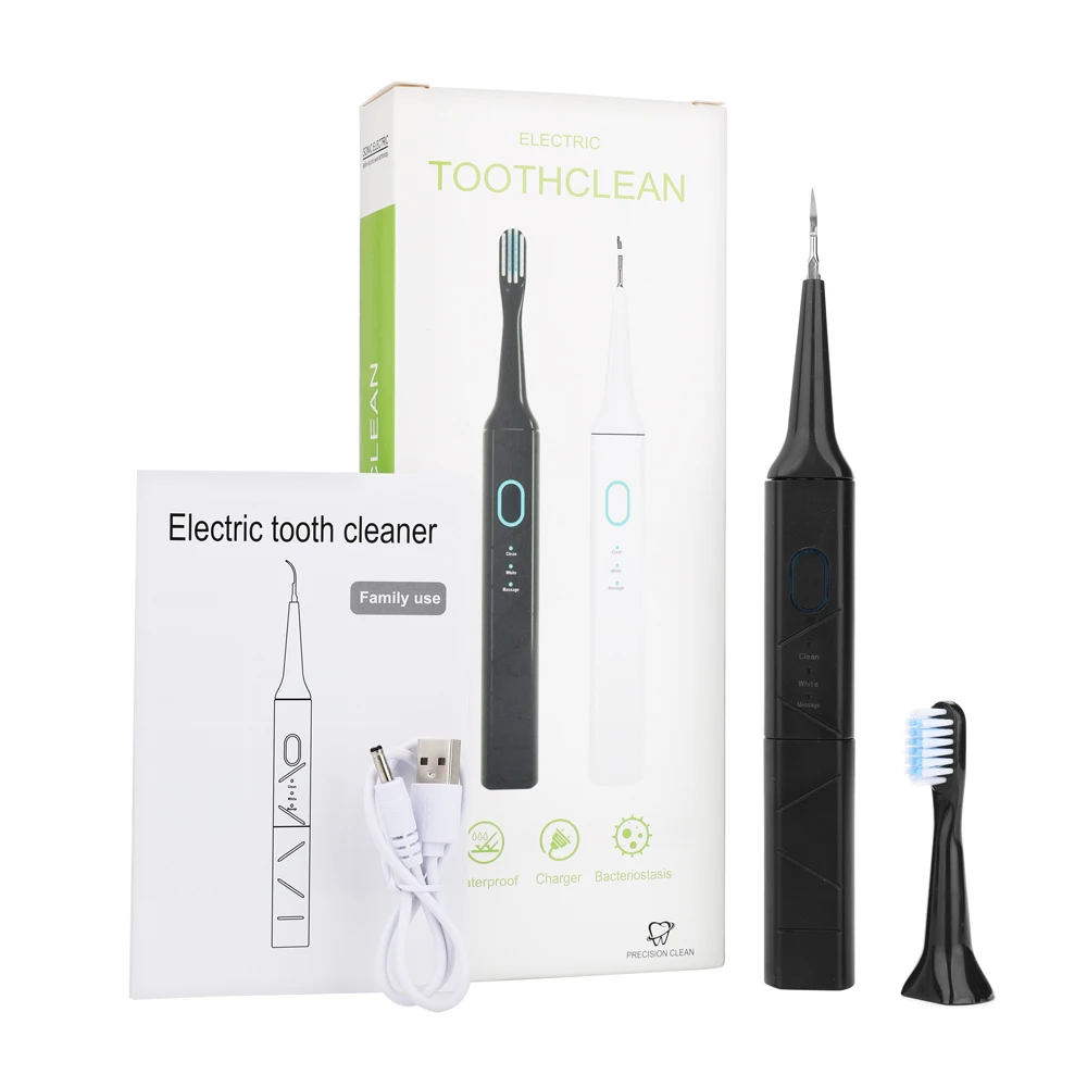 

Portable Tooth Clearner Toothbrush Dental Scaler Sonic Cleaner Tooth Stain Calculus Remover Tartar Scraper With Toothbrush Head