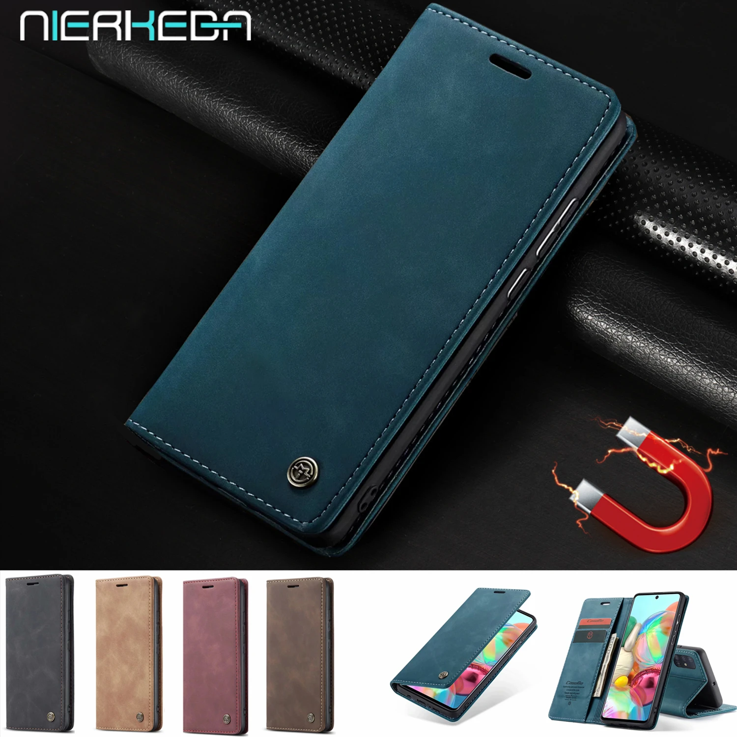 Leather Phone Case A52 Flip Leather Case for Samsung A51 A21S A31 A41 A72 A71 A32 A50 A70 A30 A20 A10 S21 S20 Ultra FE S10 S9 S8 Plus