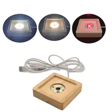 

LED Lights Display Base Colorful /White/Warm Light Wooden Lighted Base Stand with USB Cable Table Centerpiece Home Decor