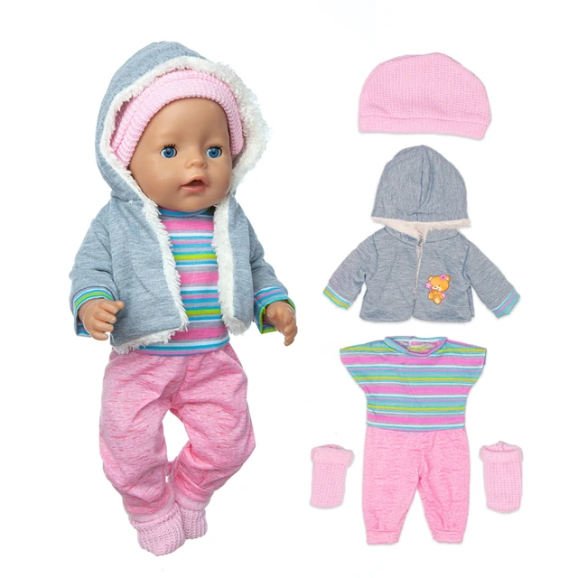 1Set Sweater Suit+hat+scarf +gloves Fit 17inch 43cm Doll Clothes Born Baby Suit For Baby Birthday Festival Gift 12