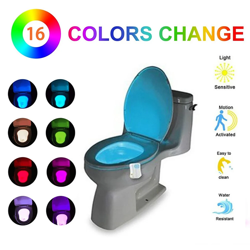 Automatic Change Colors LED Light Night Intelligent Body Motion Sensor Portable Seat Toilet Lamp For Emergency Bathroom A | Лампы и