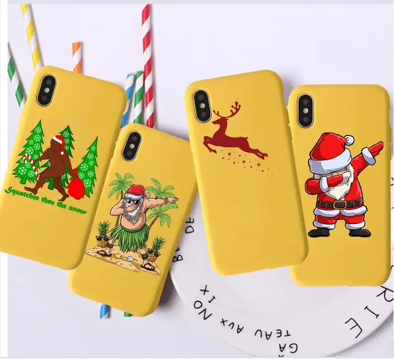 Cartoon Christmas Santa Claus Candy Color Tpu Case Phone For Iphone 7 X Xs Xr Xsma 11 11pro Funny Christmas Reindeer Cover