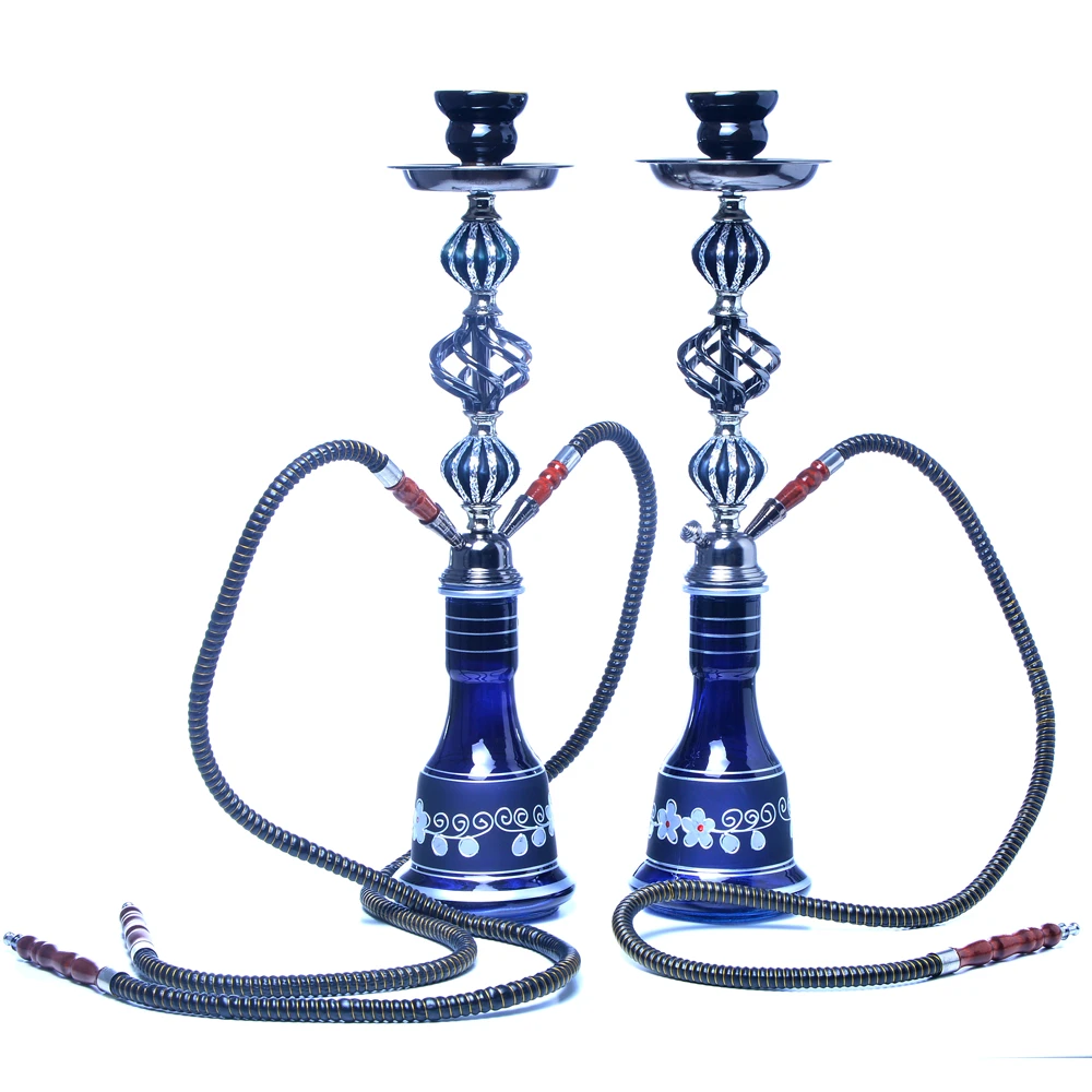 Travel Shisha Pipe Set Double Hookah Chicha Narguile Completo with  Glass Bowl