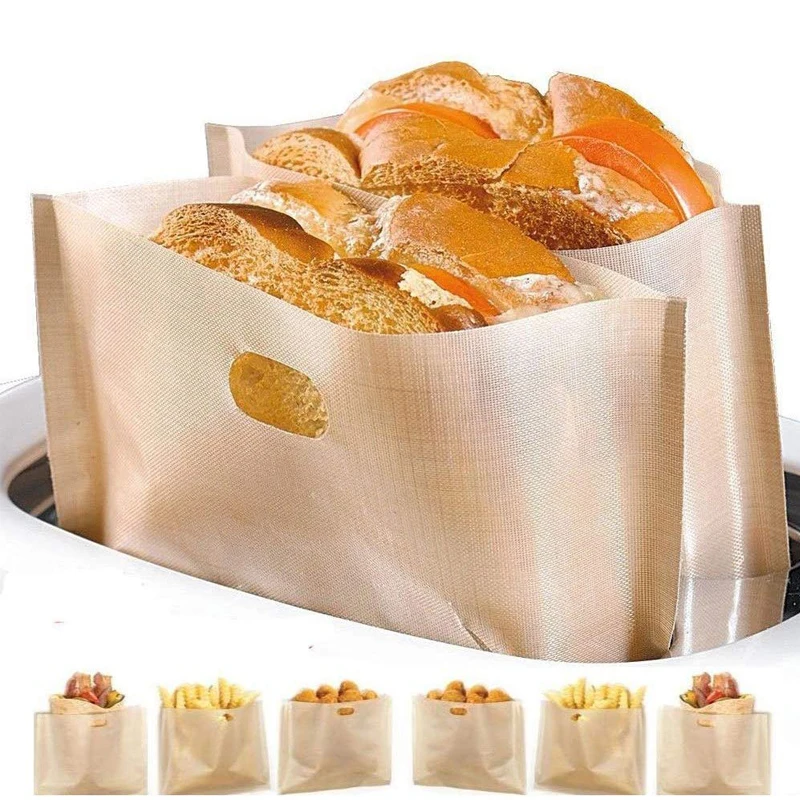 Non Stick Toaster Bags Reusable Heat for Sandwiches Pastries Pizza Slices Chicken Fish Vegetables Panini Toast Cooking | Дом и сад
