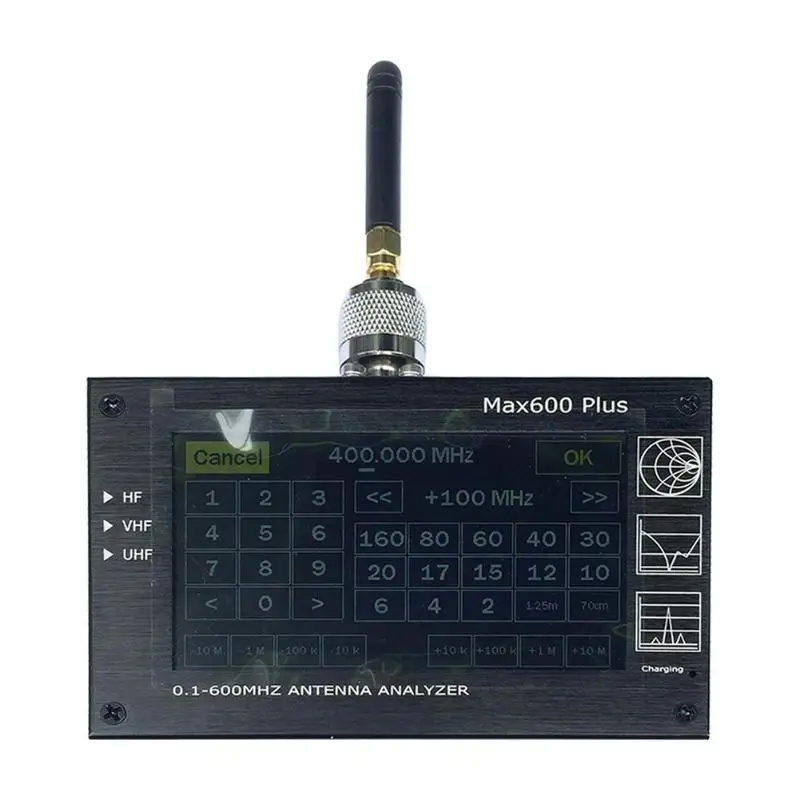 

Max600 Plus HF / VHF / UHF 0.1-600MHZ Antenna Vector Analyzing Network Multifunction Analyzer Durable Spectrum Analyzers