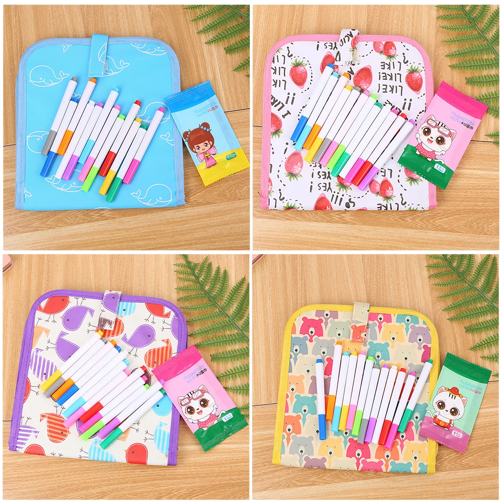 

12 pcs Water Chalk Drawing board kids Portable drawing set PVC Portable Soft Chalk Board Drawing Toy Learning for Kids Gift