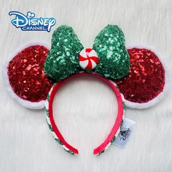 New 2020 Disney Christmas Mickey Mouse Candy Headband Plush Red Green Ears Headband Disneyland Minnie Christmas Decoration Gifts