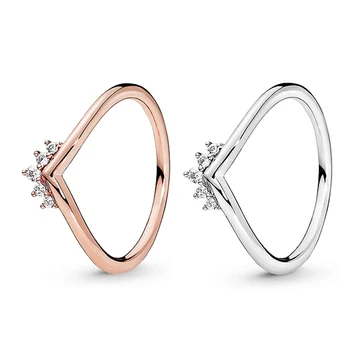 

Simple And Popular 925 Sterling Silver Ring Shiny Crown Wishing V Shape Suitable For Original Women'S Anniversary Ring Gift