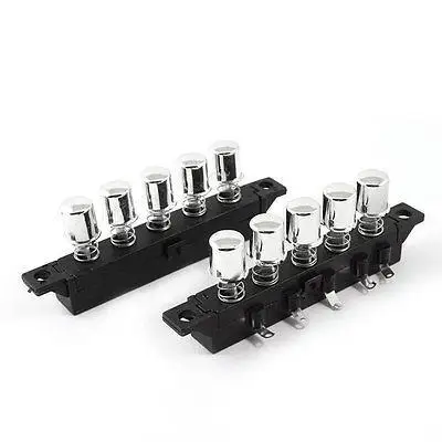 

2 Pcs 5 Position 4 Poles Metal Button Interlock Pushbutton Switch AC 250V 1A