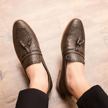 

Summer Autumn Men's Leather Shoes Slip On Flats Oxford Business Office Formal Wedding Shoe Pointed Toe Men Dress Casual Shoes