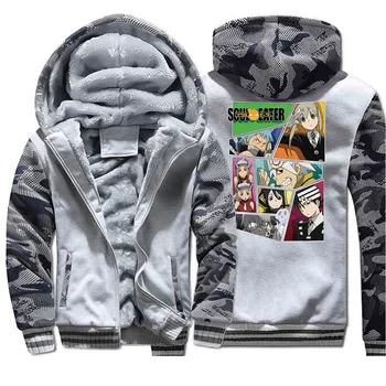 

Anime printing fashion men hooded hoodie camouflage plus velvet thick sweatshirt 2019 autumn winter streetwear warm male clothes