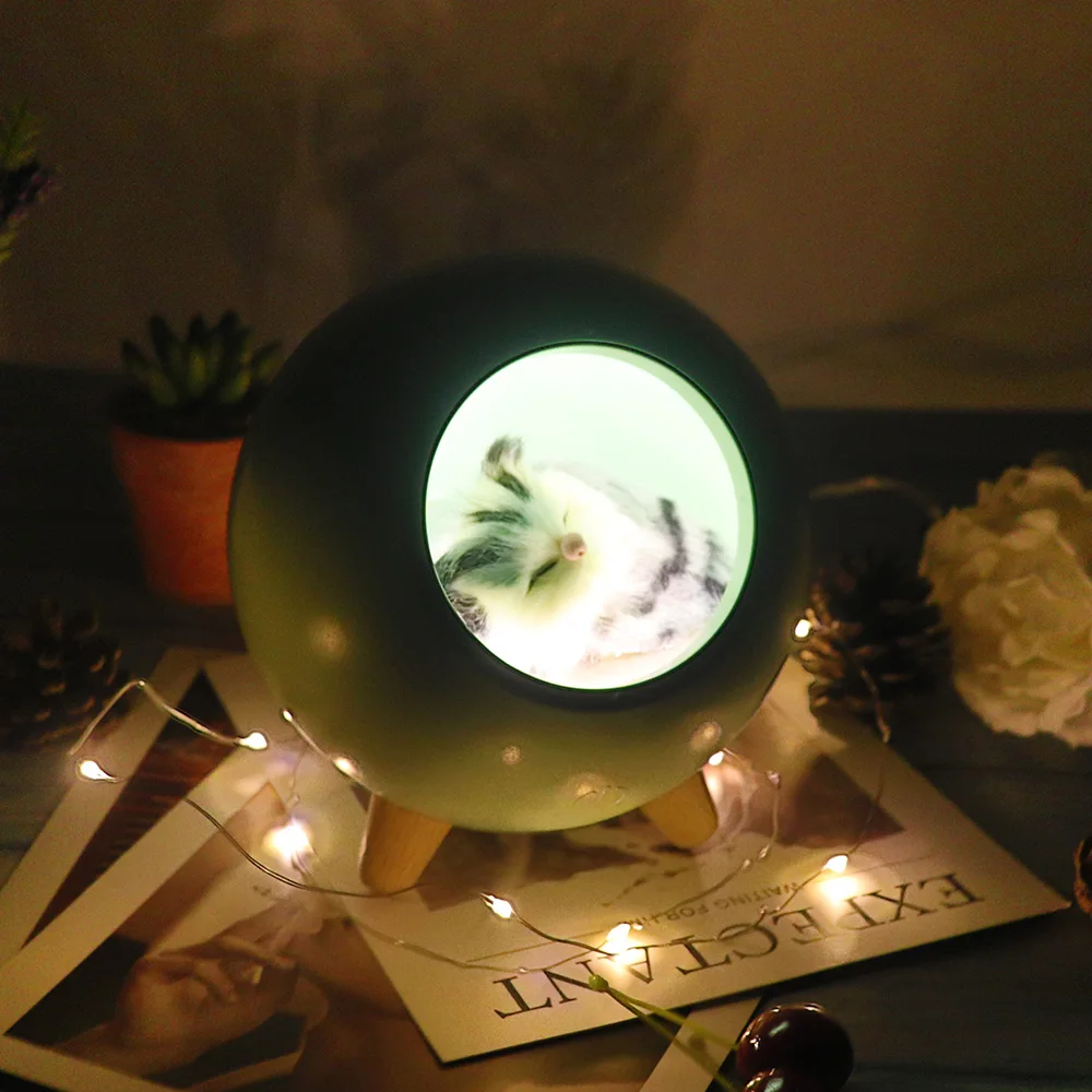 Креативный милый Светодиодный Светильник-ночник с кошкой для спальни, детской комнаты, перезаряжаемый прикроватный светильник с регулируемой яркостью, подарок на день рождения и Рождество