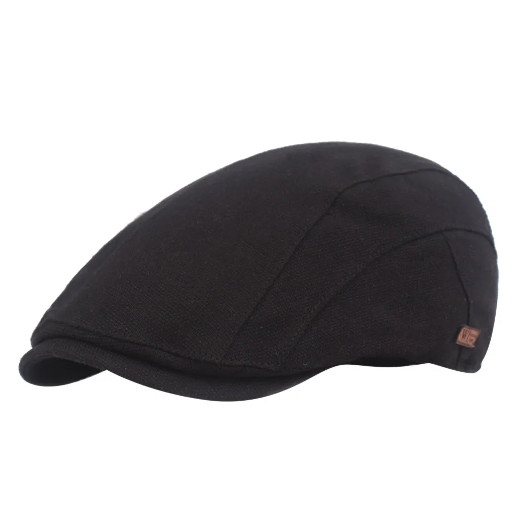 Мужская и женская плоская кепка Newsboy Baker береты Duckbill Golf Driving Cabbie Hat boinas masculinas tocas e gorros masculino inverno - Цвет: Черный