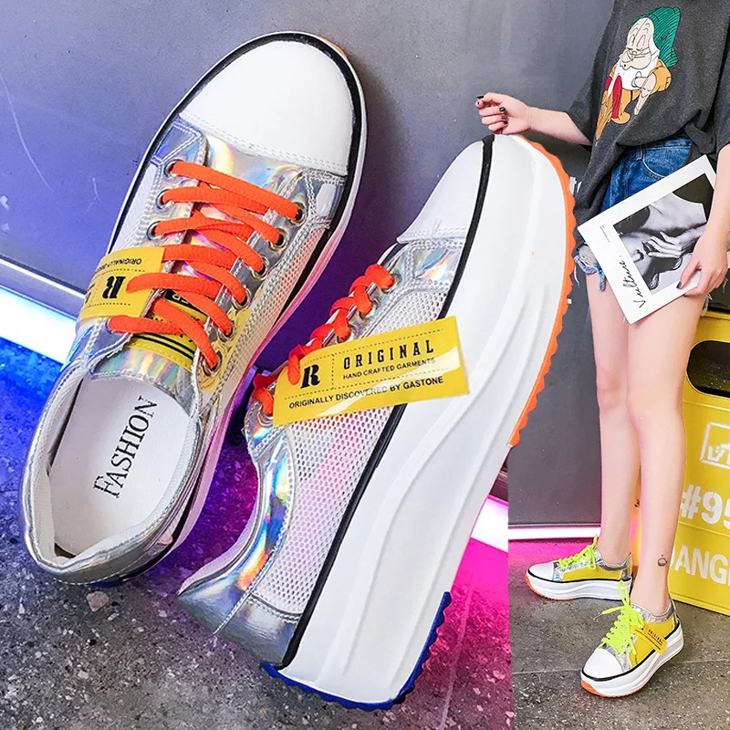 fashion women platform casual shoes mixed colors designer ladies breathable sneakers summer chunky female mesh flats for woman (15)