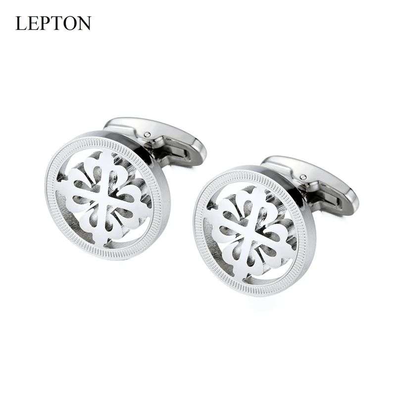 

Hot Sale Silver Color Crusaders Cufflinks Lepton Stainless Steel Round Cufflink for Mens Wedding Business Cuffl Links Gemelos