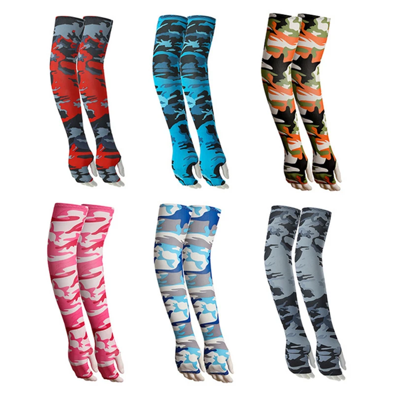 Summer Sports Camouflage Sleeve Men Women Cooling UV Protection Fishing Running Cycling Sleeves Sunscreen Arm Cuff X003