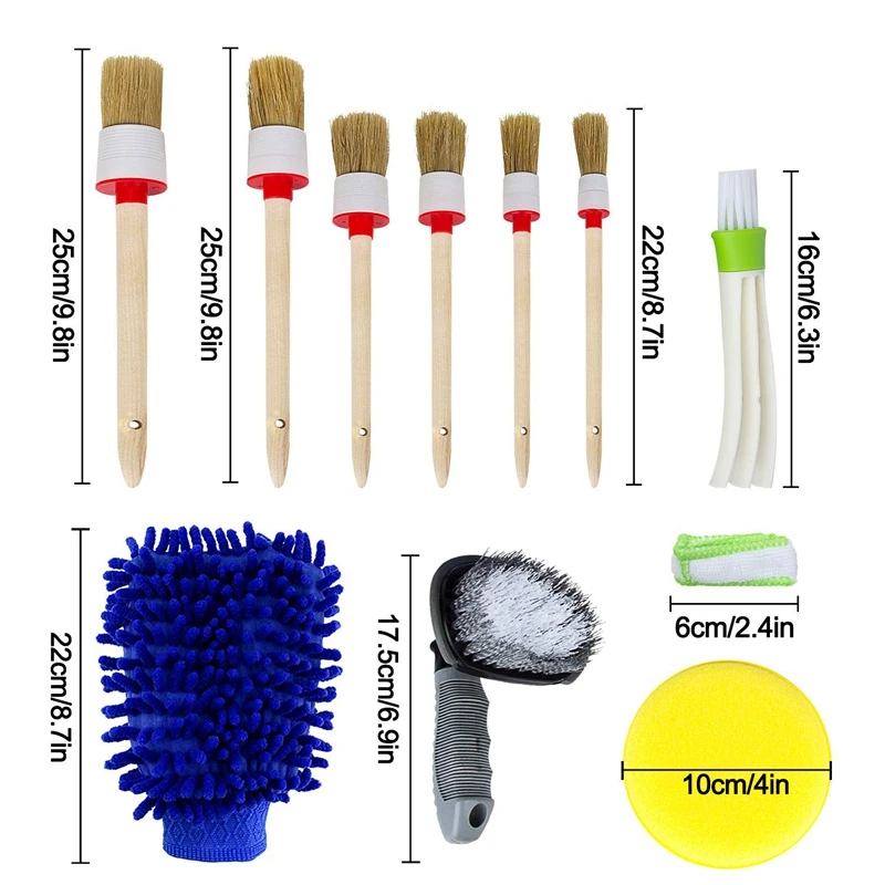 17 Pieces Car Cleaner Brush Set for Cleaning Car Motorcycle Automotive Cleaning Wheels, Dashboard, Interior, Exterior, Leather