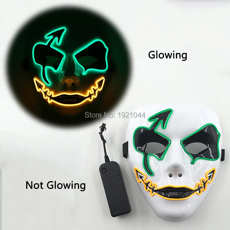 

High quality Double Color EL Wire Glowing Mask LED Light up Party Mask Glowing Dance Mask Halloween Decoration DJ Party Supplies