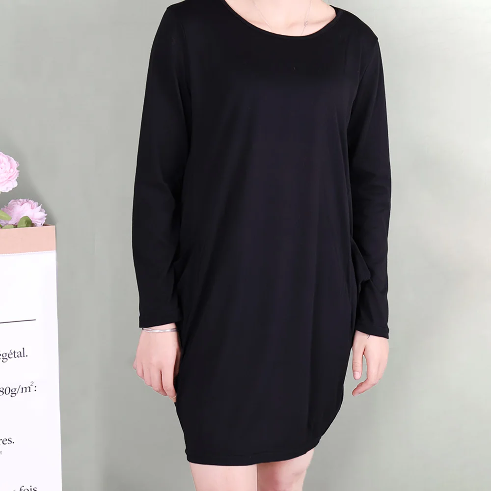 Plus Size Nordic Art Dress Butterfly Girl Cool Women Midi Dresses O-Neck Autumn Thin Long Sleeve Pockets Loose Party Vestidos