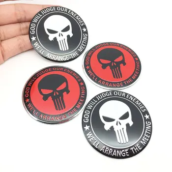 

4pcs 56mm Car Wheel Center Hub Cap Cover Stickers Rim The Punisher Skull Aluminum Emblem Badge Car Styling