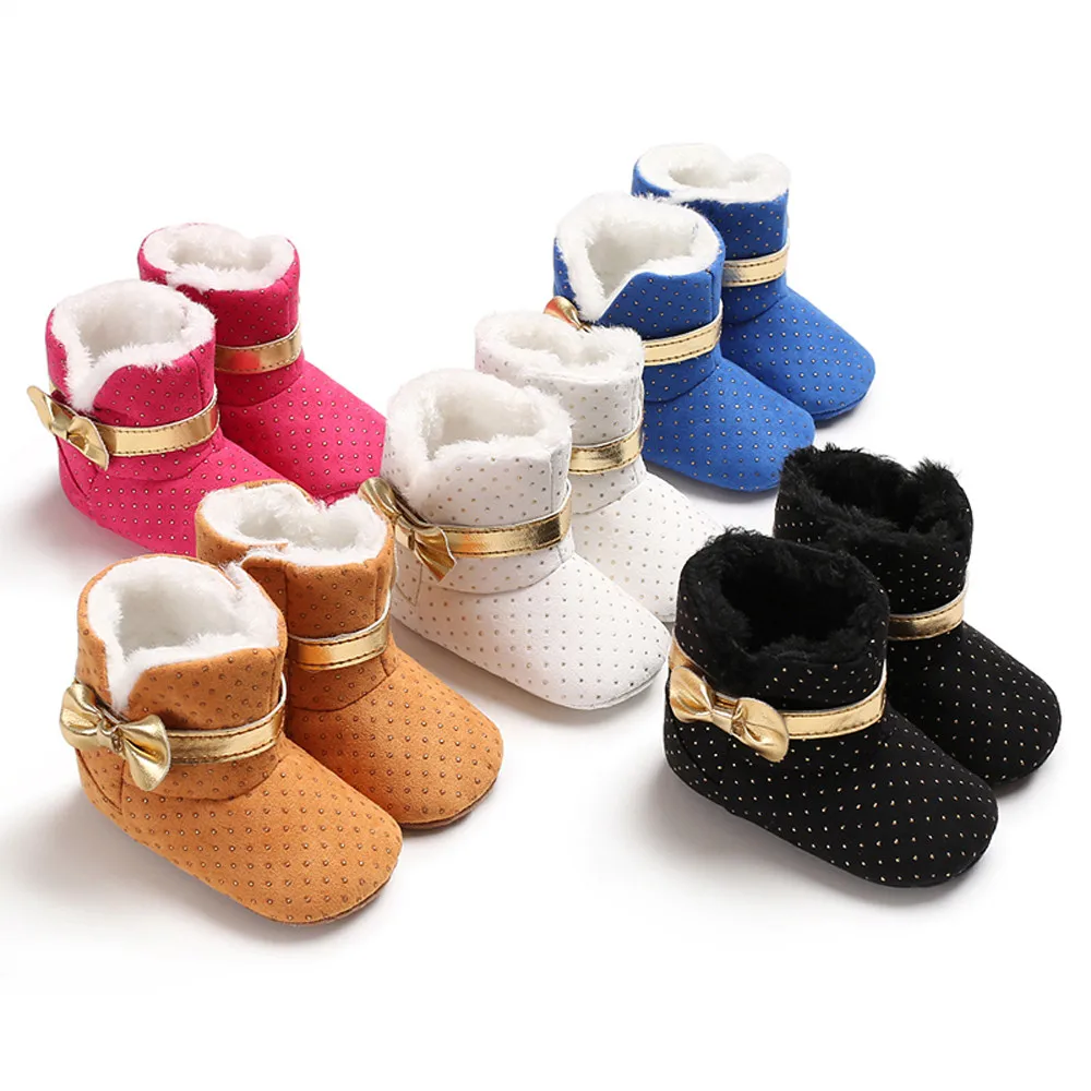Baby Toddler Kids Boots Baby Girl Soft Booties Bow Wave Point Snow Boots Toddler Warm Shoes Baby Girls детская зимняя обувь