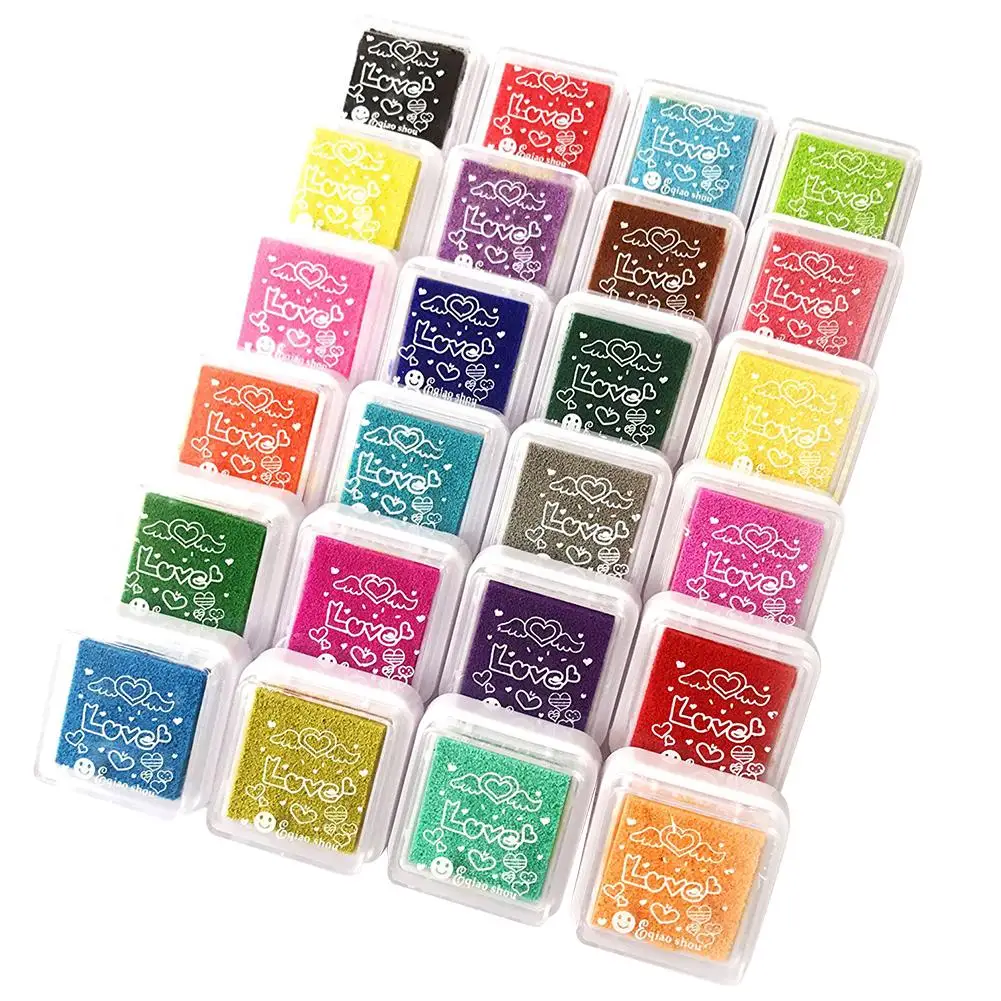 

24-Colors Cute Inkpads Craft Oiles Based DIY Inks Pads for Sponge Stamps Fabric Scrapbooking Decor Fingerprint Seal Stamp Pads