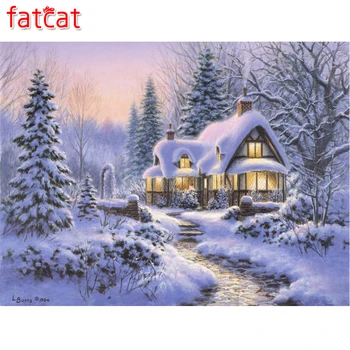 

FATCAT 5d diy Diamond Painting snow House Diamond Embroidery Sale landscape Full Square Round Mosaic stickers decor AE534