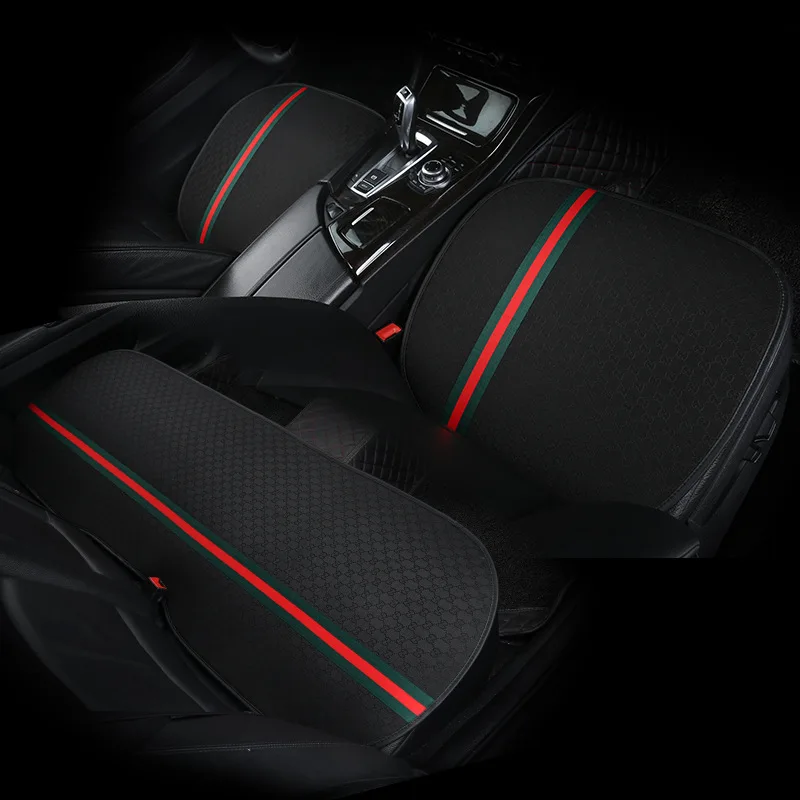 Чехол для автомобильного сиденья, передняя задняя подушка, дышащий протектор сиденья, коврик, универсальный, четыре сезона - Название цвета: 3pcs black pads