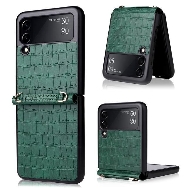 Leather Skin Folding Case for Samsung Galaxy Z Flip 3 5G Flip3 Anti-Slip Cell Phone Cover Fundas