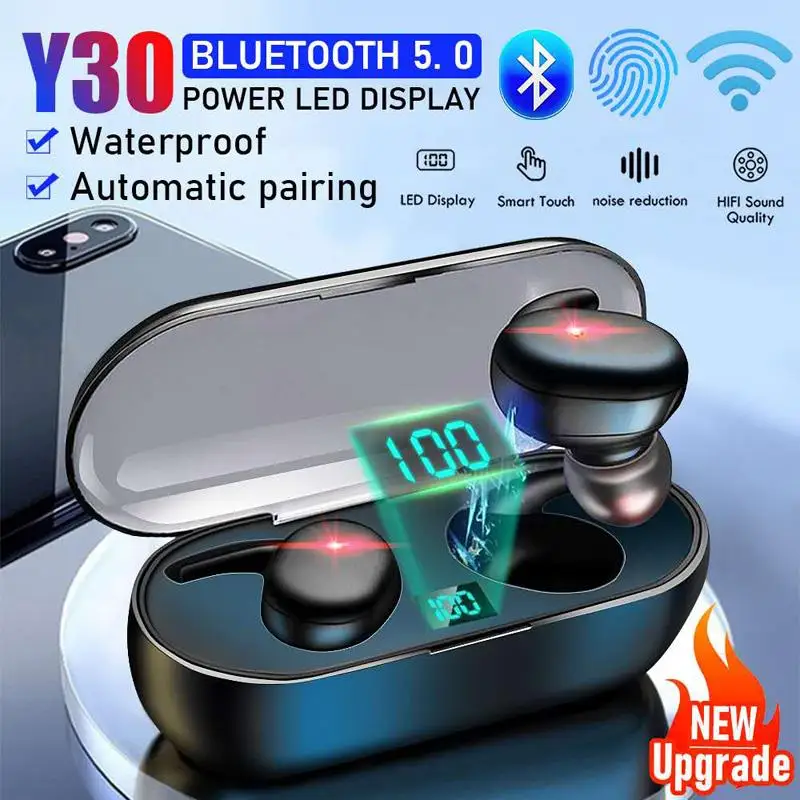 TWS Wireless Bluetooth 5 0 Smart Fingerprint Touch Headphone Headset With Charging Box HIFI Mic Active Noise Cancelling Headset